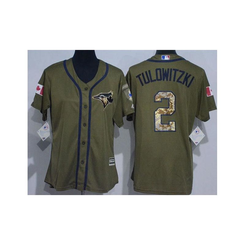 Cheap Troy Tulowitzki Blue Women Jersey From China Jays Olive Salute TO Service #2