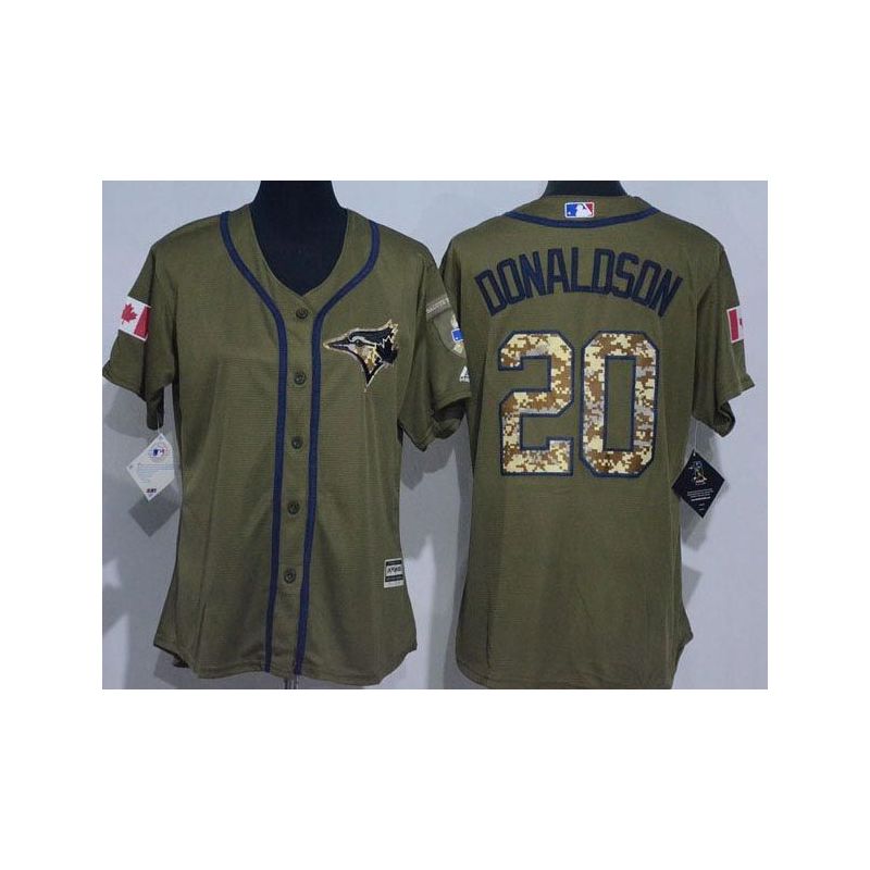 Cheap Josh Donaldson Blue Women Jersey From China Jays Olive Salute TO Service #20