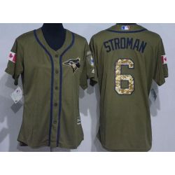 Cheap Marcus Stroman Blue Women Jersey From China Jays Olive Salute TO Service #6