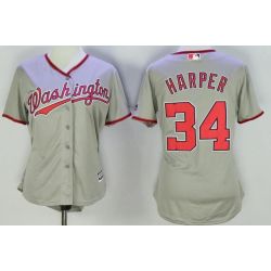 Cheap Bryce Harper Nationals Women Jersey From China Gray #34