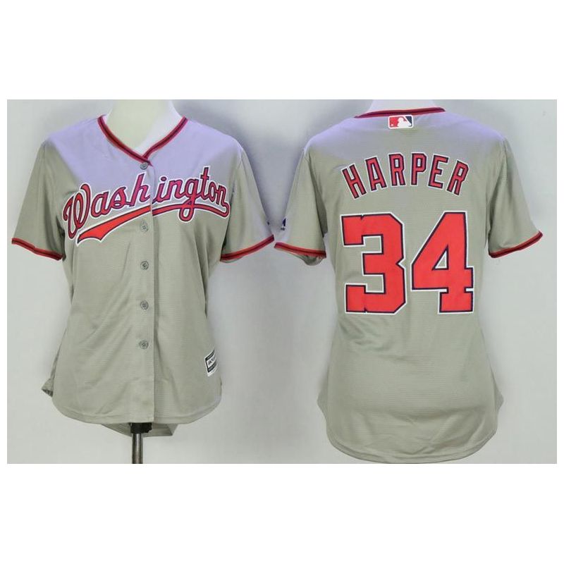 Cheap Bryce Harper Nationals Women Jersey From China Gray #34