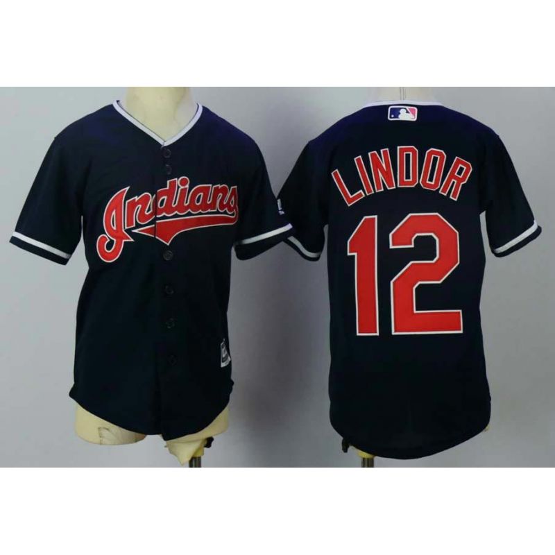 Cheap Francisco Lindor Indians Youth Jersey From China Blue #12