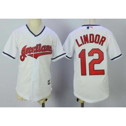 Cheap Francisco Lindor Indians Youth Jersey From China White #12