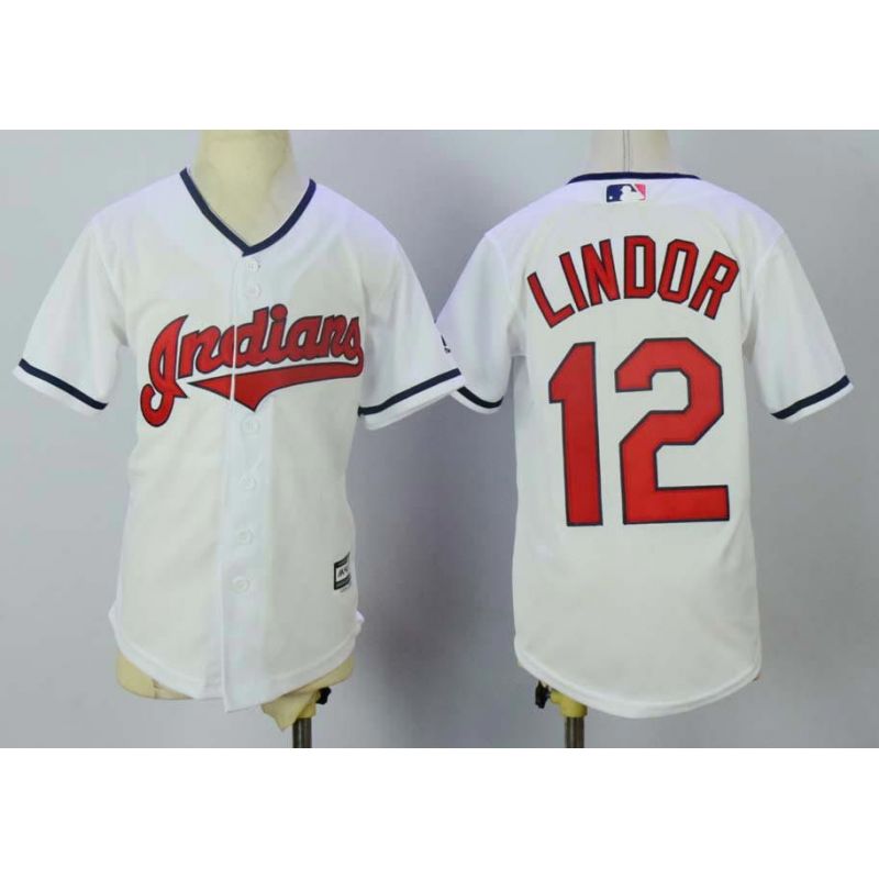 Cheap Francisco Lindor Indians Youth Jersey From China White #12
