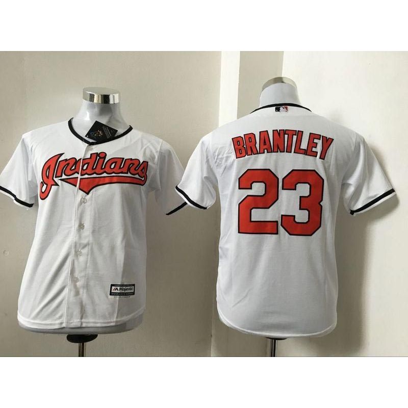 Cheap Michael Brantley Indians Youth Jersey From China White #23