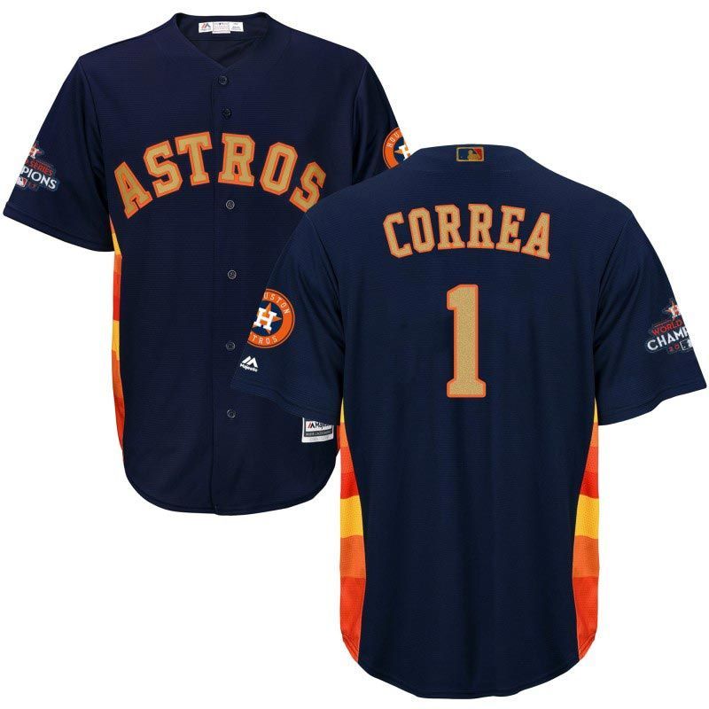 Cheap Rookie Correa Astros Youth Jersey From China Blue Gold Program for World Series Champions #1