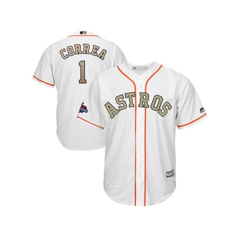 Cheap Rookie Correa Astros Youth Jersey From China White Gold Program for World Series Champions #1