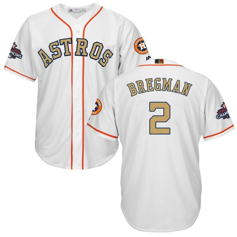 Cheap Alex Bregman Astros Youth Jersey From China White Gold Program for World Series Champions #2