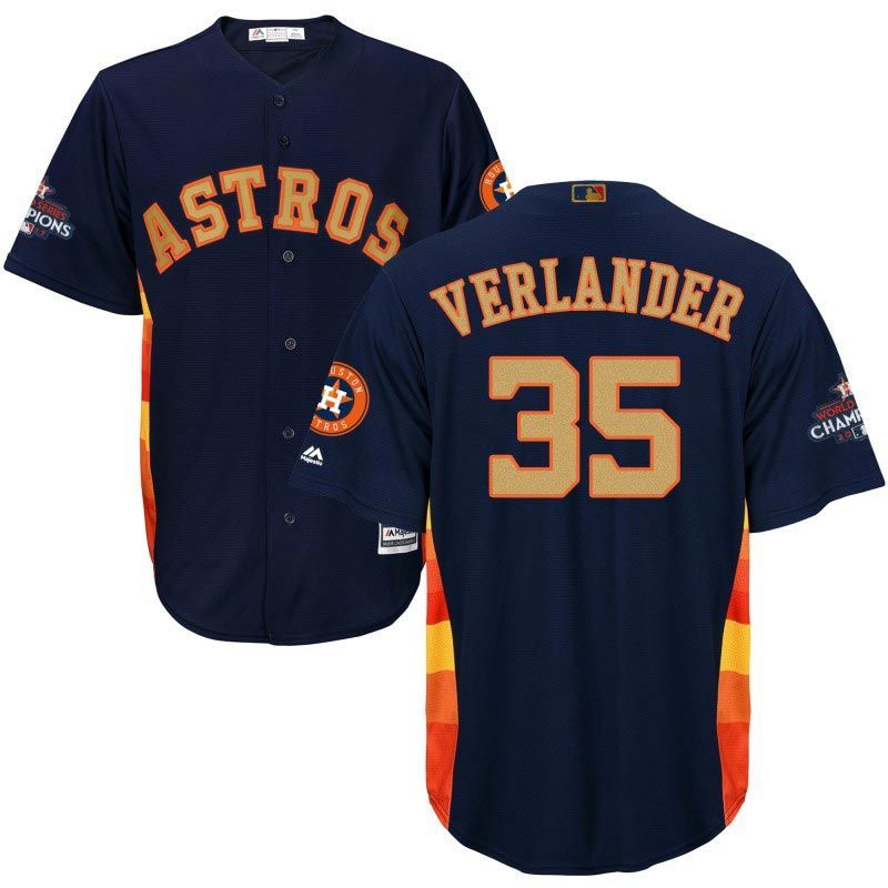 Cheap Justin Verlander Astros Youth Jersey From China Blue Gold Program for World Series Champions #35