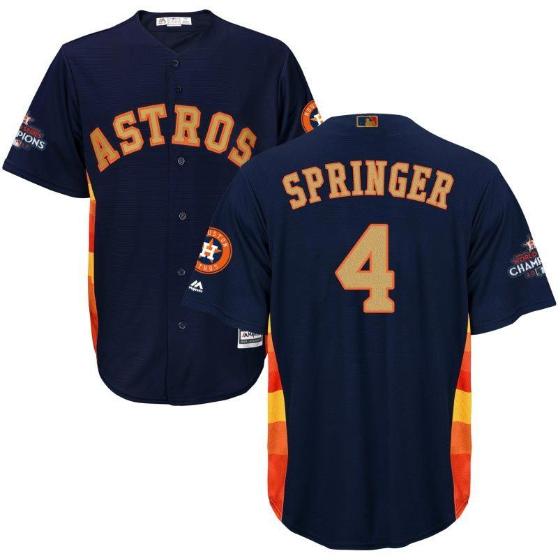 Cheap George Springer Astros Youth Jersey From China Blue Gold Program for World Series Champions #4