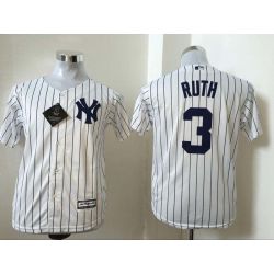 Cheap Babe Ruth Yankees Youth Jersey From China White #3