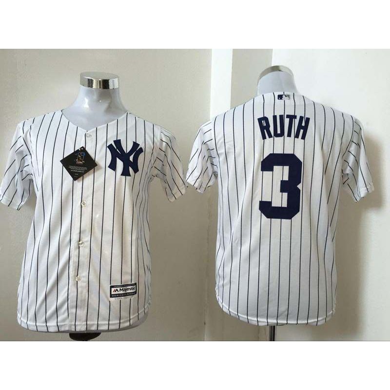 Cheap Babe Ruth Yankees Youth Jersey From China White #3