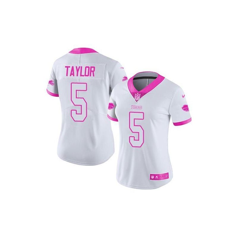 Cheap Tyrod Taylor Bills Women Jersey From China White&Pink Vapor Untouchable Limited #5 Cheap Tyrod Taylor Bills Women Jersey From China White&Pink Vapor Untouchable Limited #5