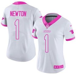 Cheap Cam Newton Panthers Women Jersey From China White&Pink Vapor Untouchable Limited #1