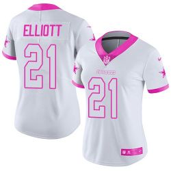 Cheap Ezekiel Elliott Cowboys Women Jersey From China White&Pink Vapor Untouchable Limited #21