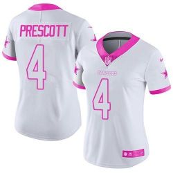 Cheap Dak Prescott Cowboys Women Jersey From China White&Pink Vapor Untouchable Limited #4
