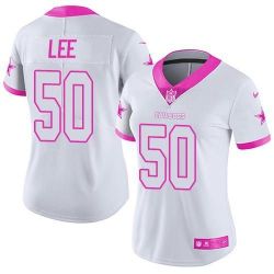 Cheap Sean Lee Cowboys Women Jersey From China White&Pink Vapor Untouchable Limited #50