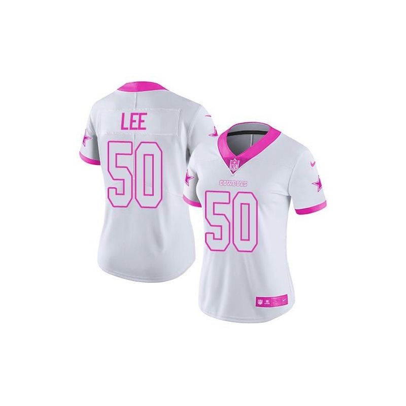 Cheap Sean Lee Cowboys Women Jersey From China White&Pink Vapor Untouchable Limited #50