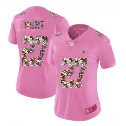 Cheap Kareem Hunt Chiefs Women Jersey From China Pink Camouflage Font with Love Heart #27