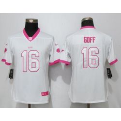 Cheap Jared Goff Rams Women Jersey From China White&Pink Vapor Untouchable Limited #16