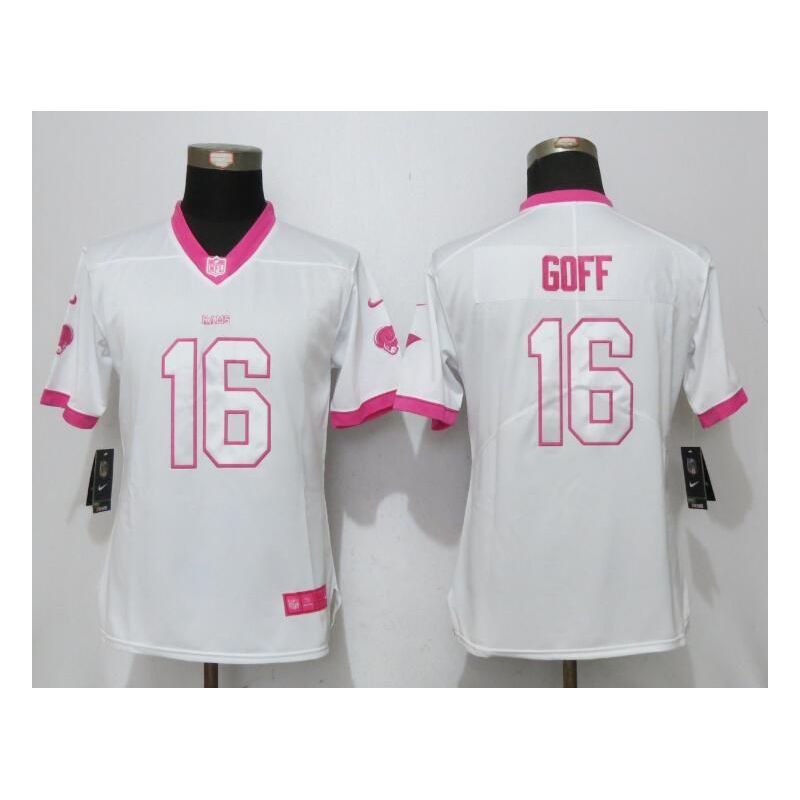 Cheap Jared Goff Rams Women Jersey From China White&Pink Vapor Untouchable Limited #16