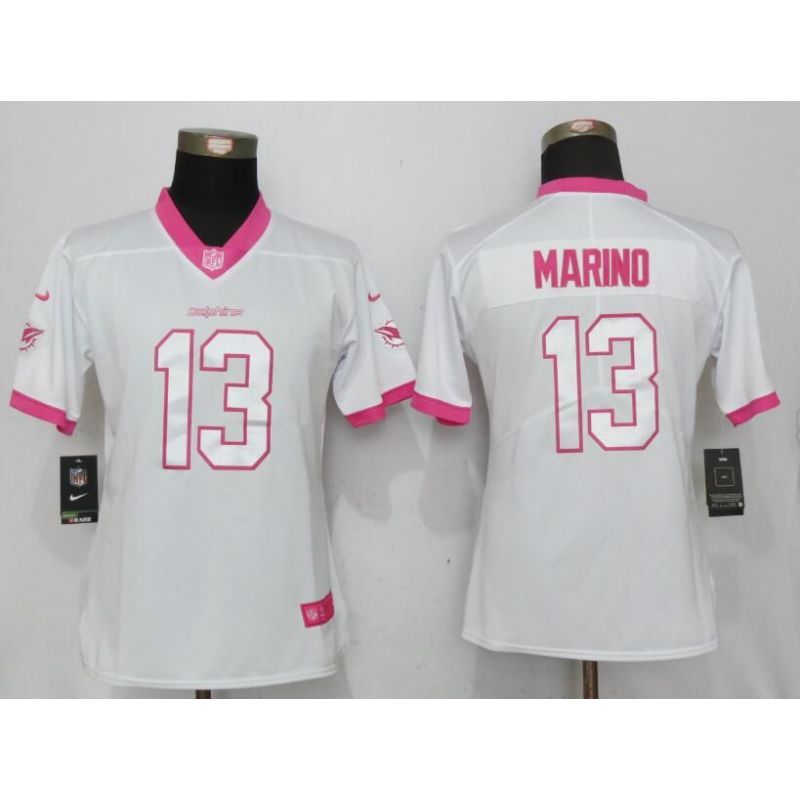 Cheap Dan Marino Dolphins Women Jersey From China White&Pink Vapor Untouchable Limited #13