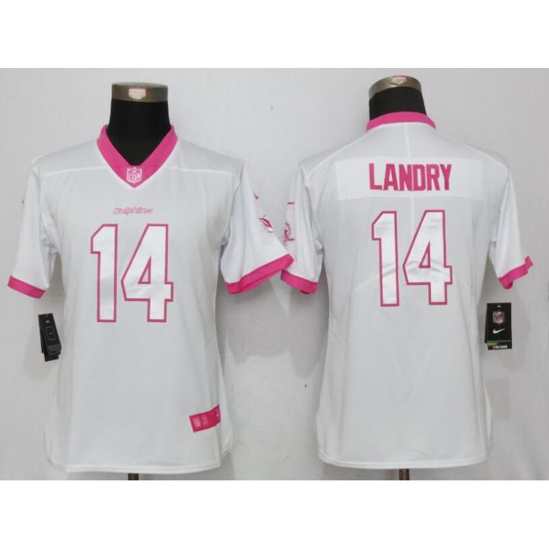 Cheap Jarvis Landry Dolphins Women Jersey From China White&Pink Vapor Untouchable Limited #14