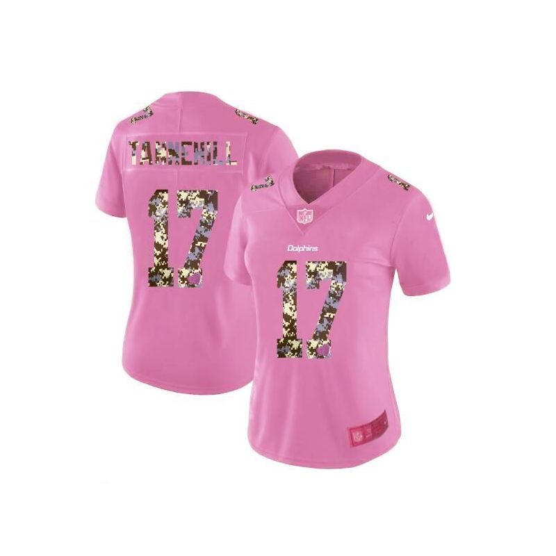 Cheap Ryan Tannehill Dolphins Women Jersey From China Pink Camouflage Font with Love Heart #17