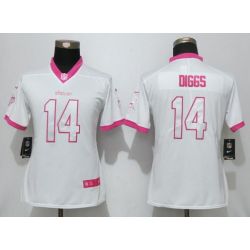 Cheap Stefon Diggs Vikings Women Jersey From China White&Pink Vapor Untouchable Limited #14