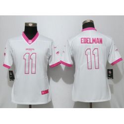 Cheap Julian Edelman Patriots Women Jersey From China White&Pink Vapor Untouchable Limited #11