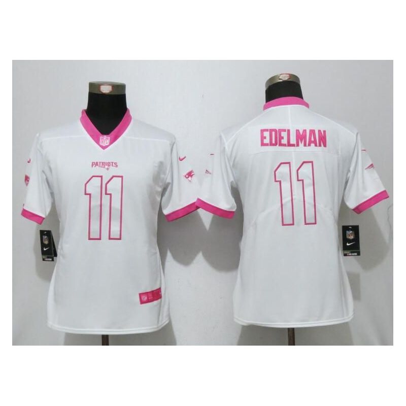 Cheap Julian Edelman Patriots Women Jersey From China White&Pink Vapor Untouchable Limited #11