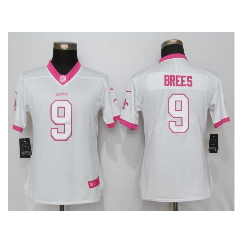 Cheap Drew Brees Saints Women Jersey From China White&Pink Vapor Untouchable Limited #9