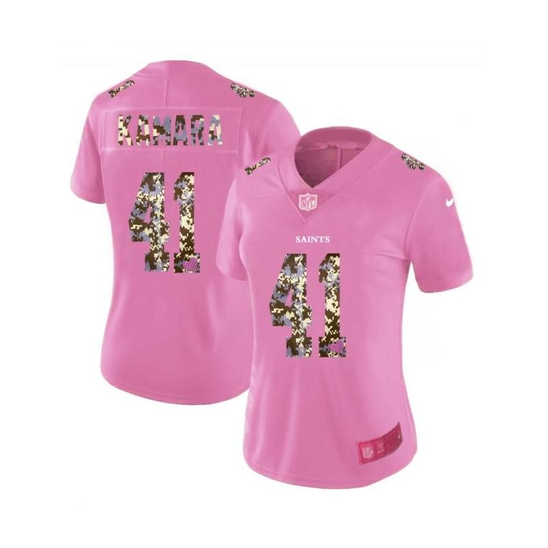 Cheap Alvin Kamara Saints Women Jersey From China Pink Camouflage Font with Love Heart #41