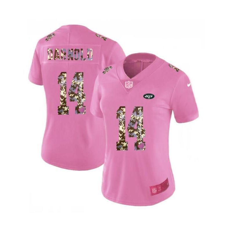 Cheap Sam Darnold Jets Women Jersey From China Pink Camouflage Font with Love Heart #14