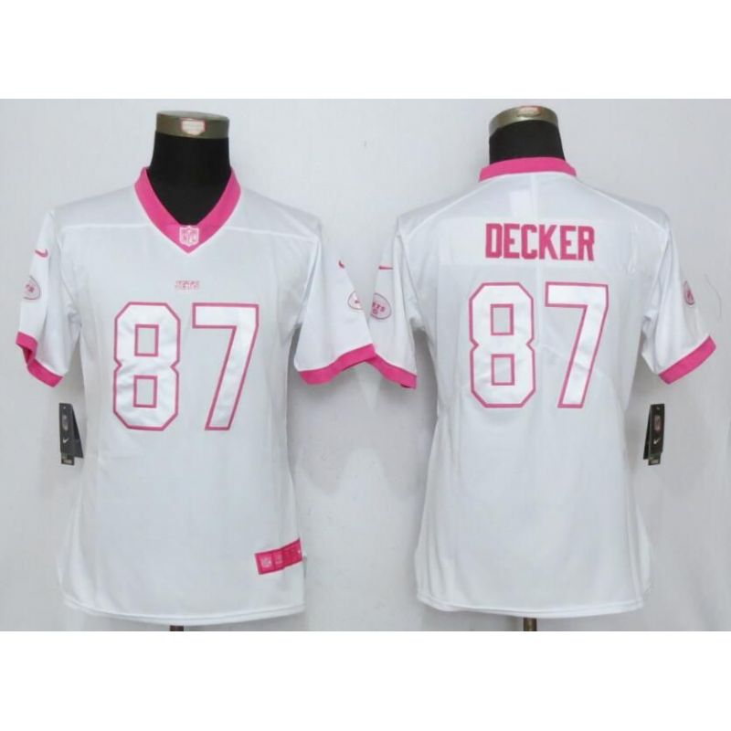 Cheap Eric Decker Jets Women Jersey From China White&Pink Vapor Untouchable Limited #87