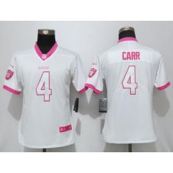 Cheap Derek Carr Raiders Women Jersey From China White&Pink Vapor Untouchable Limited #4