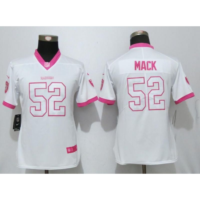 Cheap Khalil Mack Raiders Women Jersey From China White&Pink Vapor Untouchable Limited #52