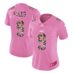 Cheap Nick Foles Eagles Women Jersey From China Pink Camouflage Font with Love Heart #9