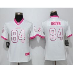 Cheap Antonio Brown Steelers Women Jersey From China White&Pink Vapor Untouchable Limited #84