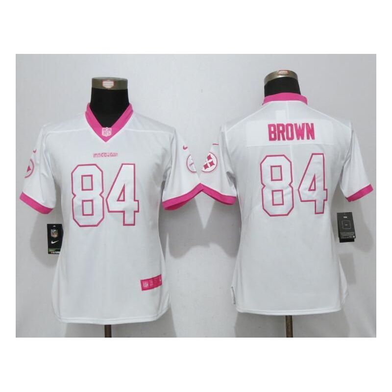 Cheap Antonio Brown Steelers Women Jersey From China White&Pink Vapor Untouchable Limited #84