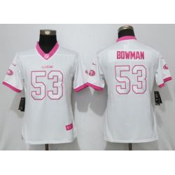 Cheap Navorro Bowman 49ers Women Jersey From China White&Pink Vapor Untouchable Limited #53