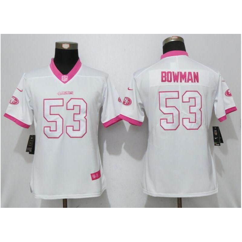 Cheap Navorro Bowman 49ers Women Jersey From China White&Pink Vapor Untouchable Limited #53