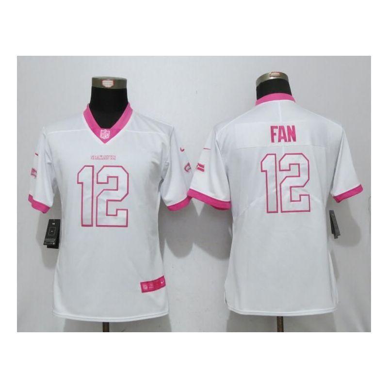 Cheap 12th Fan Seahawks Women Jersey From China White&Pink Vapor Untouchable Limited #12