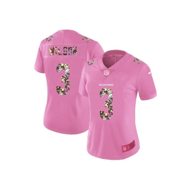 Cheap Russell Wilson Seahawks Women Jersey From China Pink Camouflage Font with Love Heart #3