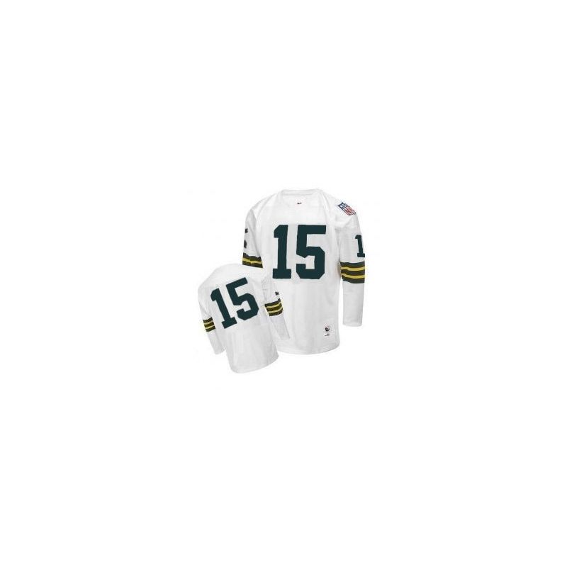 Cheap Bart Starr Packers Jersey #15 White Throwback From China