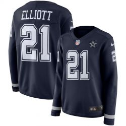 Cheap Ezekiel Elliott Cowboys Jersey From China Blue Therma Long Sleeve #21