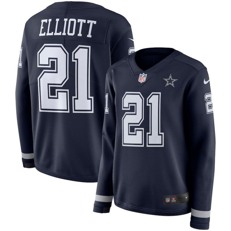 Cheap Ezekiel Elliott Cowboys Jersey From China Blue Therma Long Sleeve #21