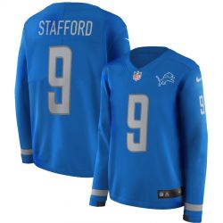 Cheap Matthew Stafford Lions Jersey From China Blue Therma Long Sleeve #9