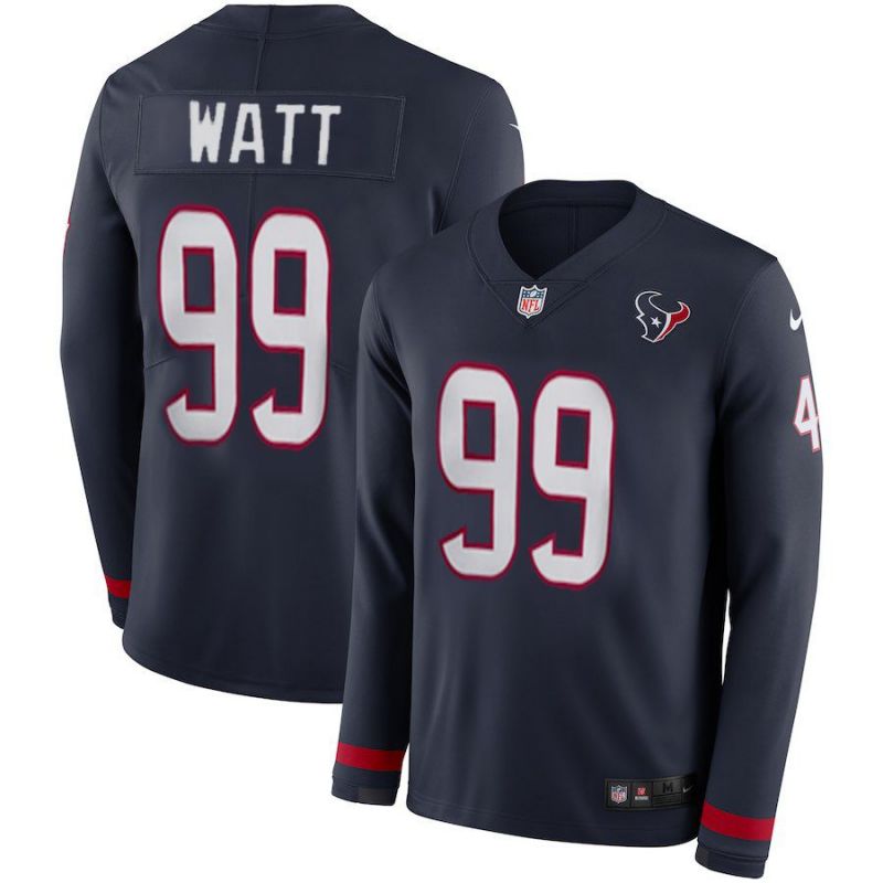 Cheap JJ Watt Texans Jersey From China Blue Therma Long Sleeve #99