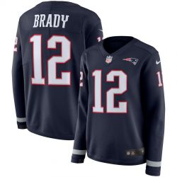 Cheap Tom Brady Patriots Jersey From China Blue Therma Long Sleeve #12